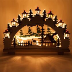 Christmas Ornaments Lamp Night Scene Wooden Window Light