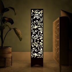 Flower Design Wooden Floor Lamp