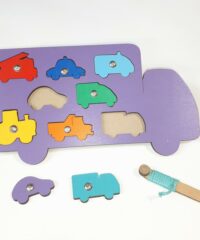 Vehicles Shapes Puzzle Wooden Peg Puzzles For Toddlers