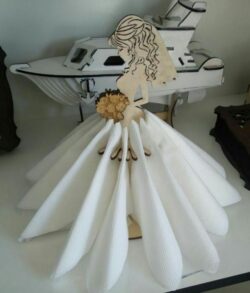 Beautiful Bride With Bouquet Standing Napkin Holder