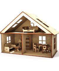 Cottage Dollhouse With Furniture Kids Toy