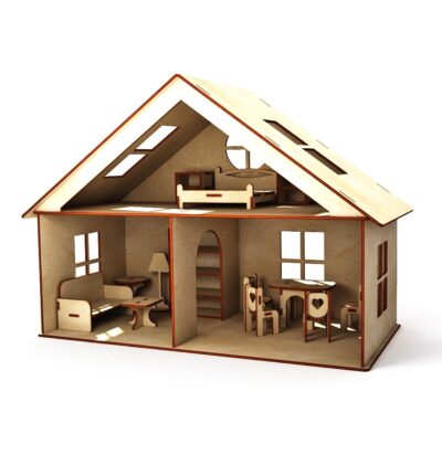 Cottage Dollhouse With Furniture Kids Toy