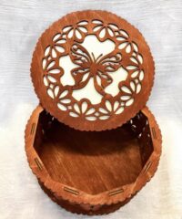 Decorative Butterfly Design Round Box