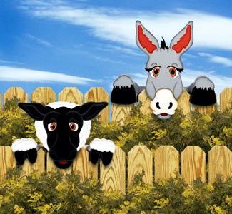 Donkey & Sheep Fence Peekers Fence Art