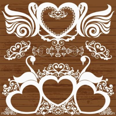 Engrave Swans Decor With Hearts