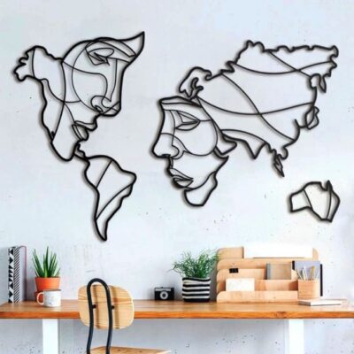 Faces Of The World Map Wall Art