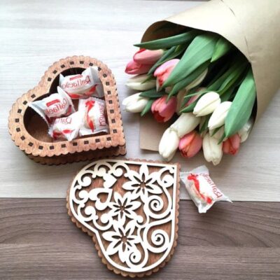 Heart Shaped Wooden Jewelry Box