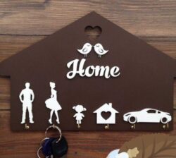 Home Shaped Wooden Key Holder Personalized Key Hanger