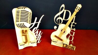 Music Icons Microphone Guitar With Stand