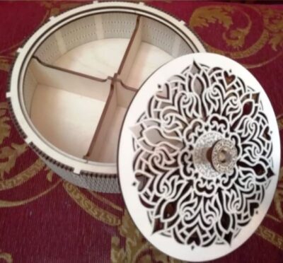 Plywood Round Box Basket With Compartments