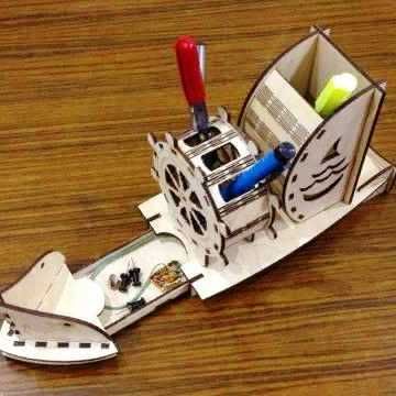 Ship Pen Holder Organizer Table Decor