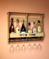 Wall Mounted Wine Rack Mini Bar Liquor Cabinet Minibar For 6 Bottles And Glasses