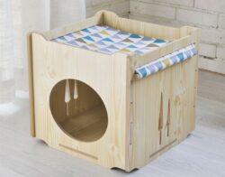 Wooden Cat House Stackable Cat Hammock House Kitty Cube Room