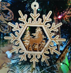 Wooden Deer Snowflakes Christmas Tree Toys