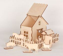 Wooden Game Set Farm Animals and Box