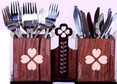Wooden Kitchen Utensil Holder Cutlery Organizer Spoon Stand