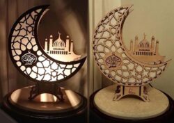Wooden Ramadan Decoration Night Light Moon