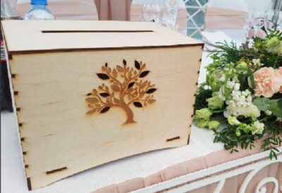 Wooden Wedding Boxes With Slot on Top Money Card