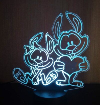 3D illusion led lamp two Rabbit
