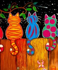 Cat Fence Peekers Yard Decoration