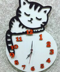 Cat wall clock sleeps