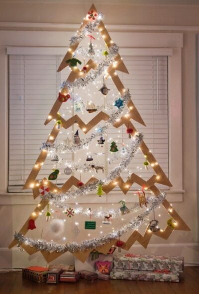 Christmas tree decorated lights