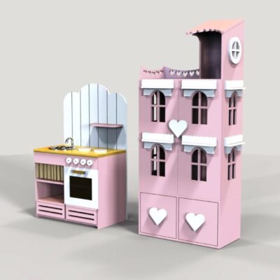 Doll House And Miniature Kitchen