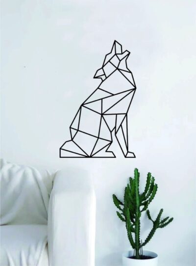 Geometric Wolf Howling Animal Wall Decor Art