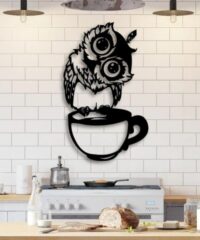 Kitchen Wall Art Owl Sitting On Cup