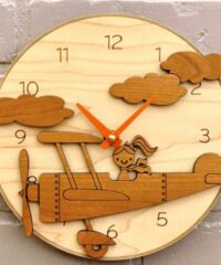 Little girl and plane wall clock