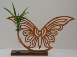 Butterfly Flower Vase Wooden Stand
