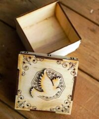 Wooden Box With Pigeon Decor