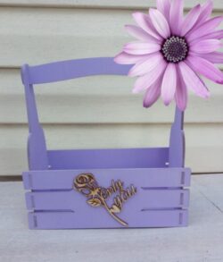 Wooden Decor Basket With Rose