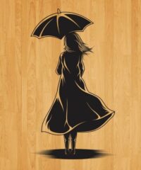 Back girl covering umbrella