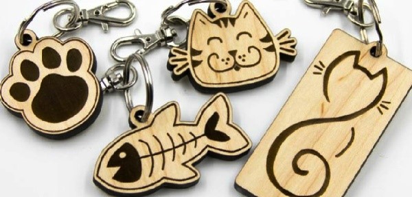Cat and fish Keychains