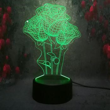 Roses Flower 3D Illusion Lamp