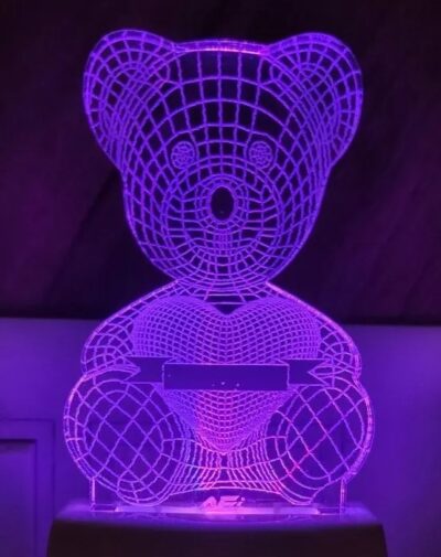 Teddy Bear Heart 3D Illusion Lamp
