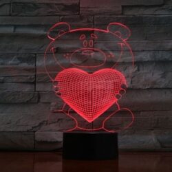 Teddy Bear Heart 3D Lamp