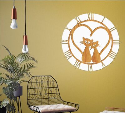 Two cat wall clock