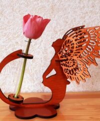Wooden vase with fairy butterfly