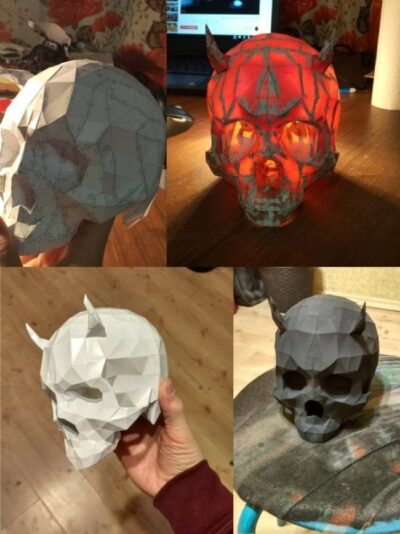 3D paper skull lamp