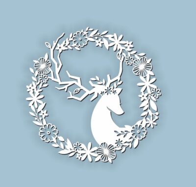 Deer with wreath