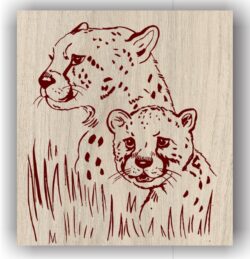 Leopard mother and Cheetahs
