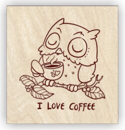 Owl with coffee