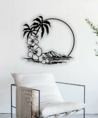 Palm with mountain wall decor