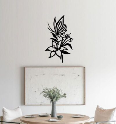 Butterfly with lily wall decor