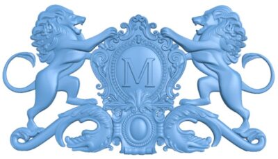 Cartouche under the coat of arms with lions
