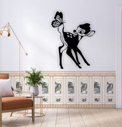 Deer with butterfly wall decor