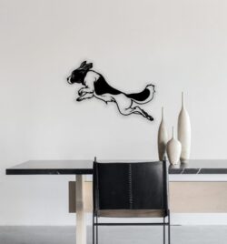 Dog jumping wall decor
