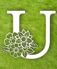 Letter U with flower